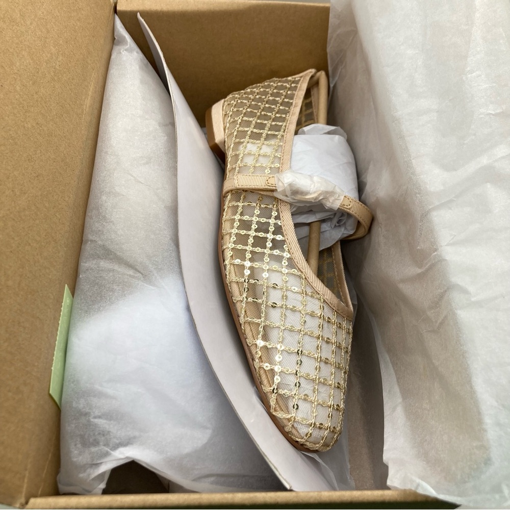 J. Crew Beige and Gold sequin Women's Flats 7 - Picture 7 of 8